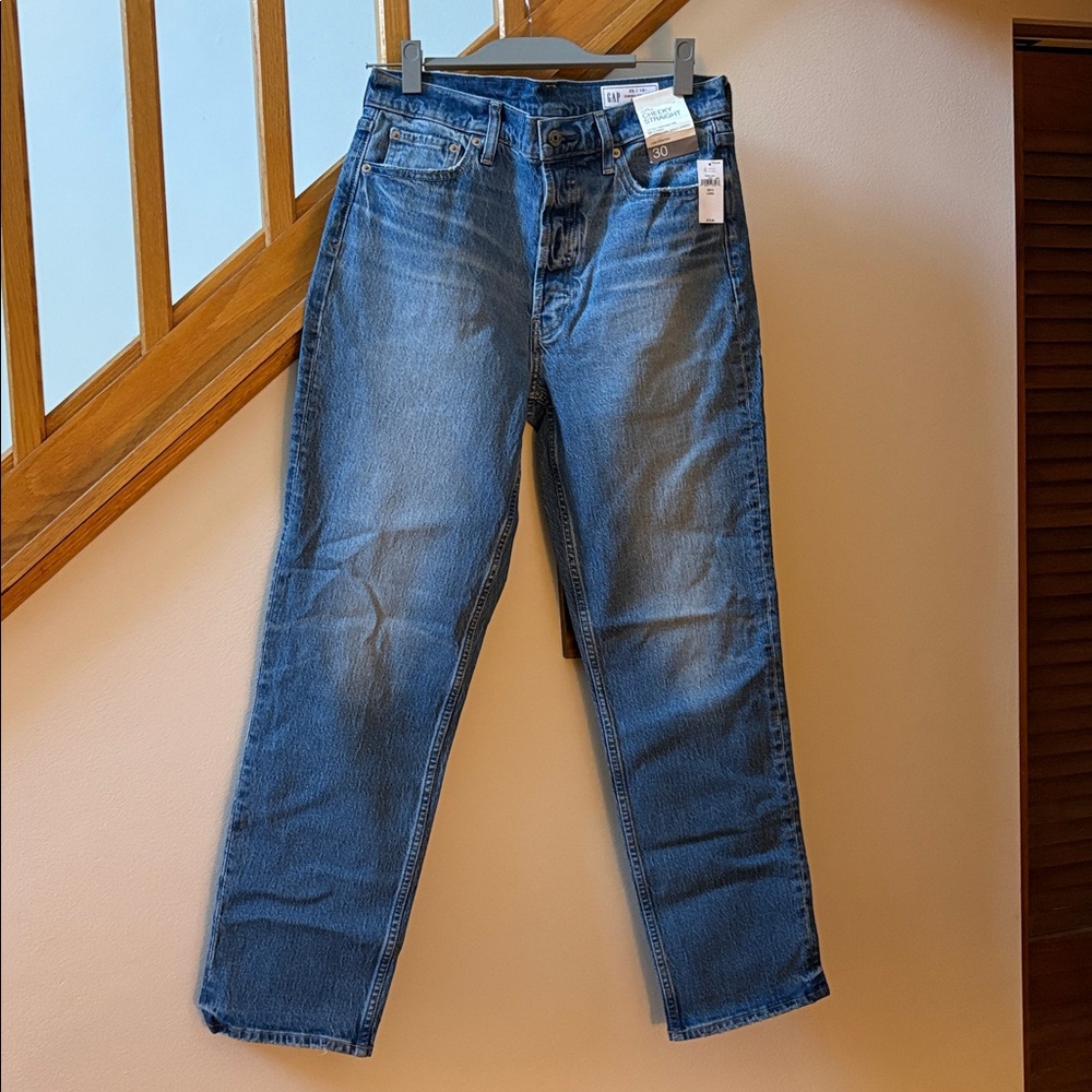 New GAP High Rise Cheeky Straight Size 30 Long medium blue - Picture 9 of 12